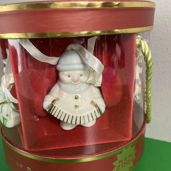 LENOX Mini Snowman Stand-Abouts Band Christmas Ornaments Set of 5 Porcelain - Picture 3 of 9